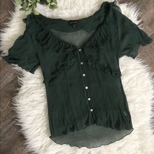 The Limited silk sheer ruffle blouse